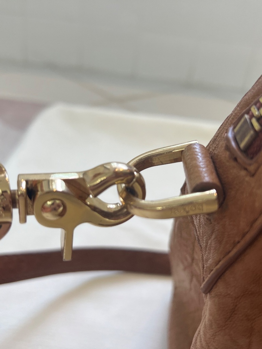 Botkier Satchel Bag Tan Pebbled Leather Gold Hardware Handbag - Picture 8 of 9